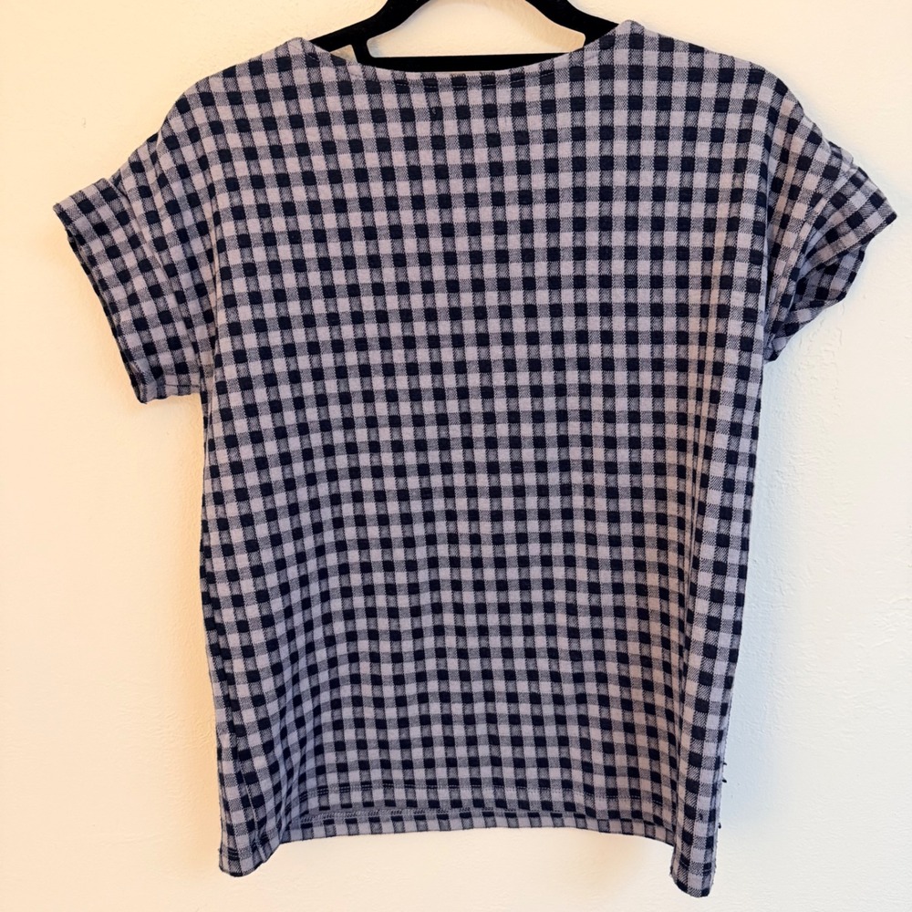Madewell Womens Gingham Button Shoulder Short Sleeve Top Blue XXS Preppy - Picture 5 of 5